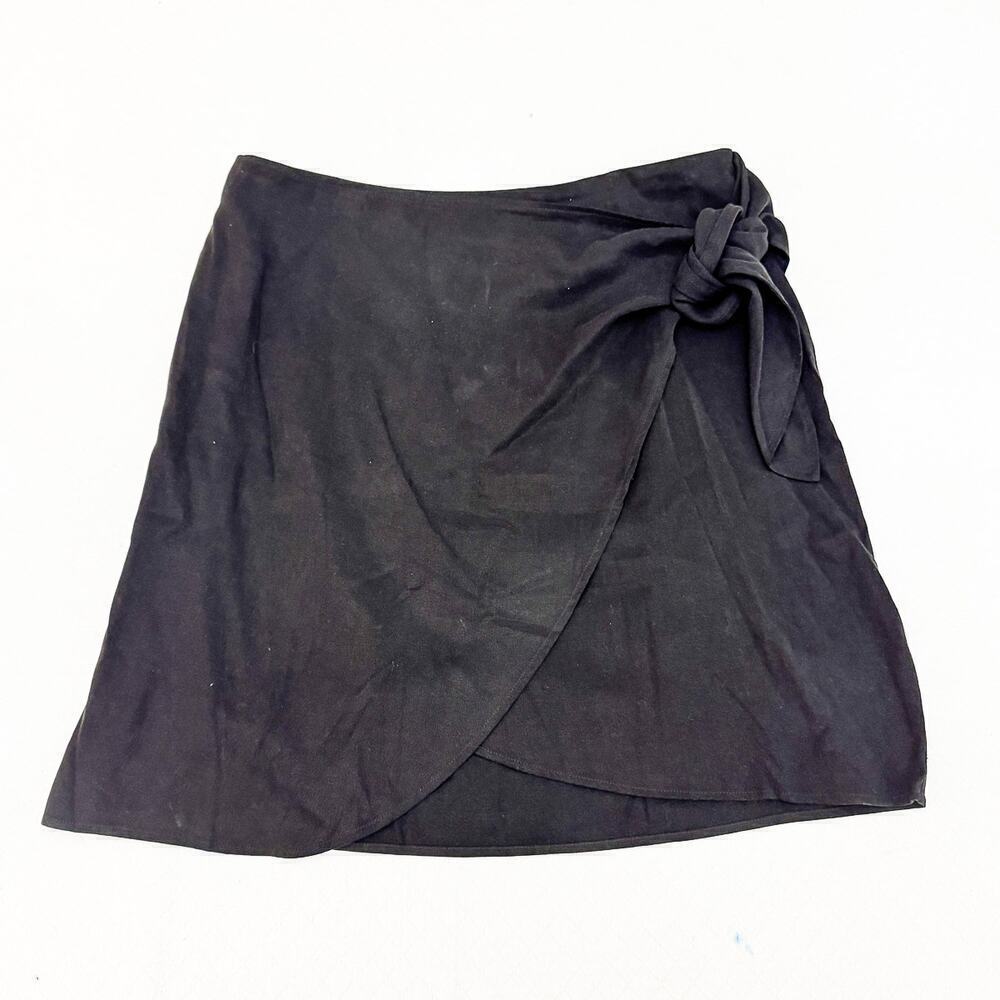 & Other Stories Black Wrap Tie Pencil Straight Skirt Short Size 6